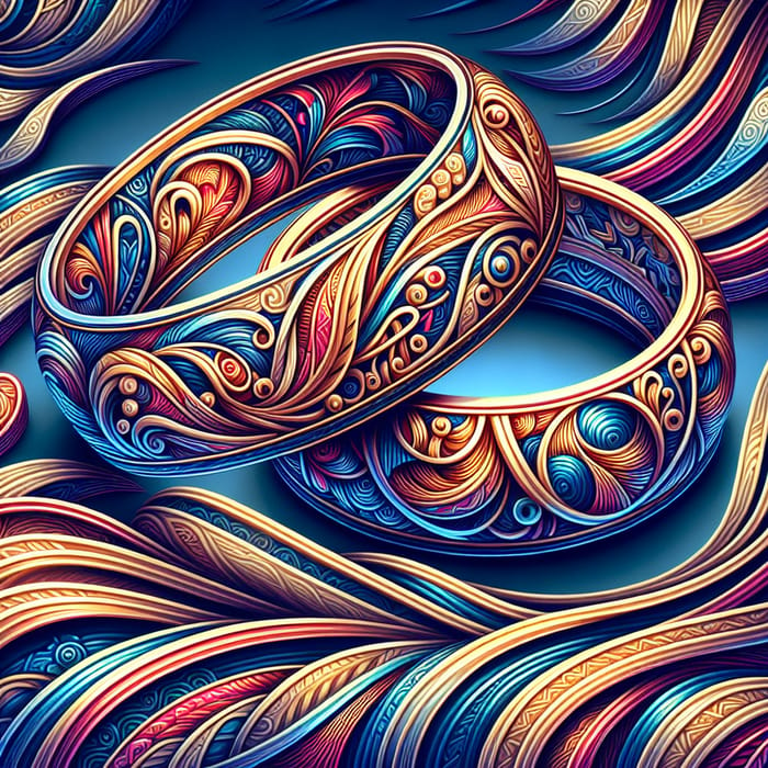 Vibrant Rings Intertwined in Digital Art for Wedding Invites