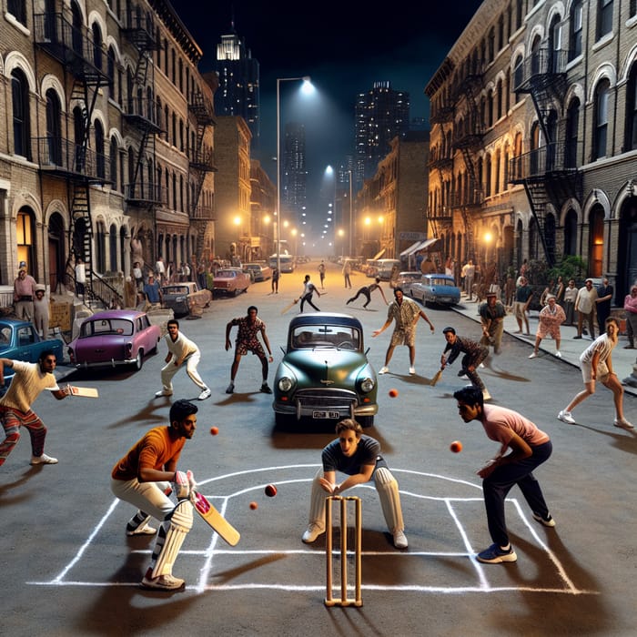 Night Tournament Street Cricket Match: Thrilling Action