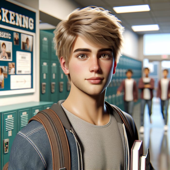 Brown-Eyed Blond Boy at School - Realistic Image