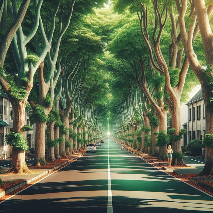 Tranquil Urban Landscape with Canopy Trees