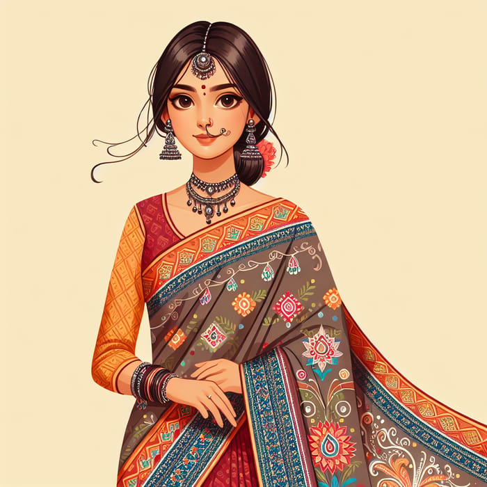 South Asian Girl in Traditional Indian Saree