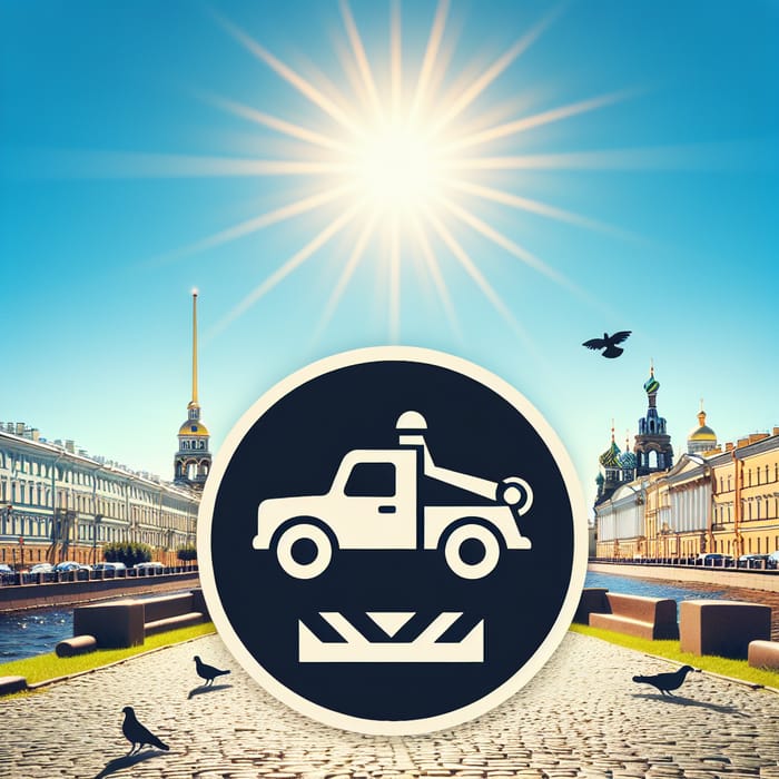 Tow Truck Icon in St. Petersburg Summer Scene
