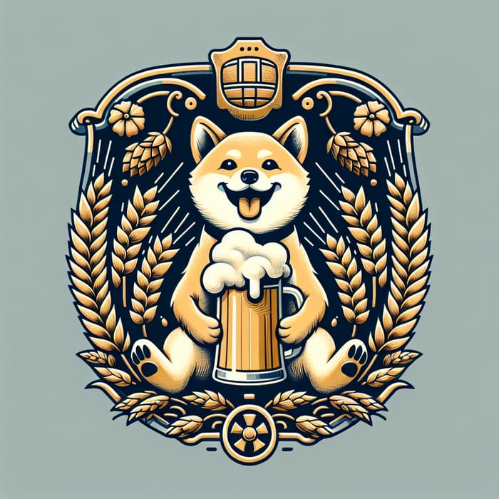 Brewery Coat of Arms featuring Shiba Inu Enjoying Beer
