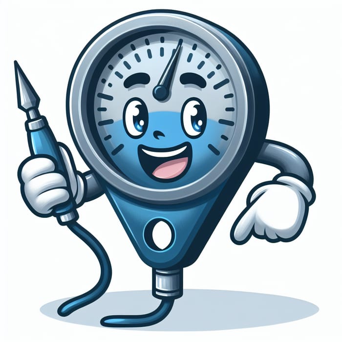 Playful Blue and Grey Cartoon Gauge Mascot Design