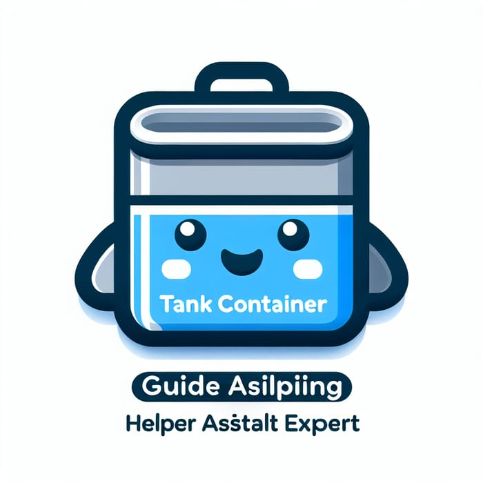 Tankcontainer Mascot - Expert Guide in Blue & Grey Material Design