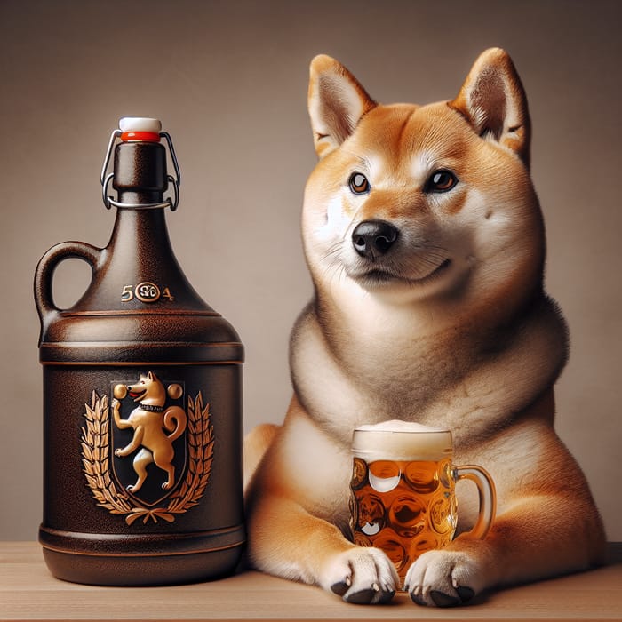 Shiba Inu and GVÖ-Sack Enjoying Beer Together