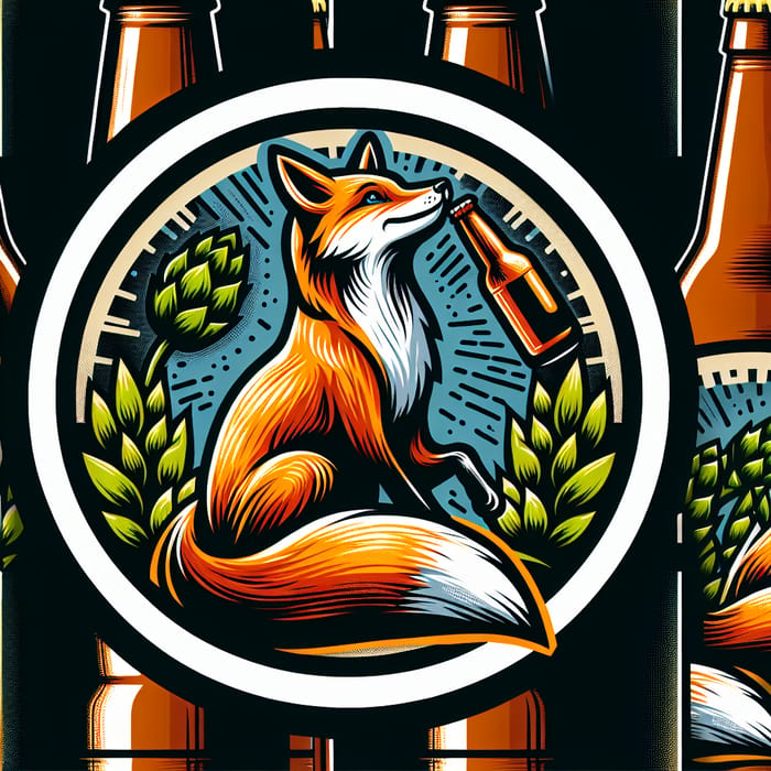 Vibrant Craft Beer Fox Label Illustration for Brewery
