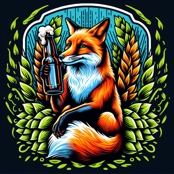 Craft Beer Fox Illustration | Vibrant Brewery Label Design