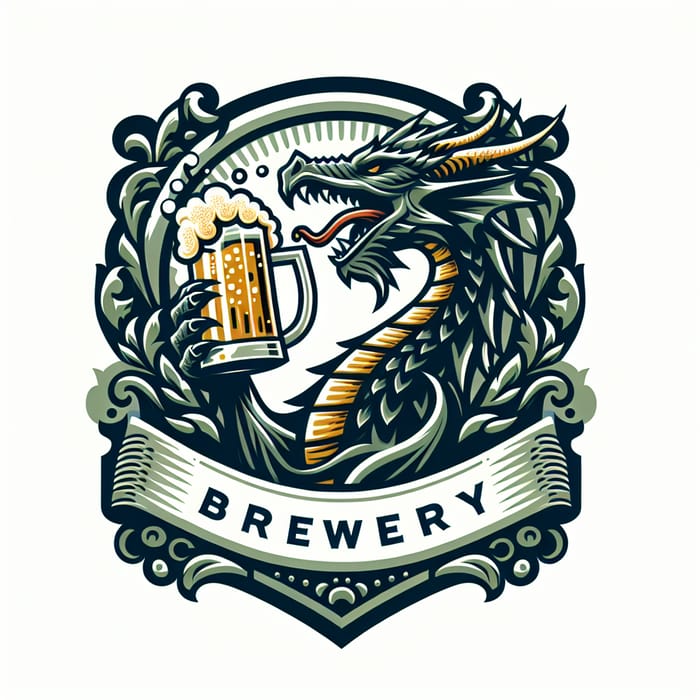 Dragon Brewery Emblem with a Beer-Drinking Dragon
