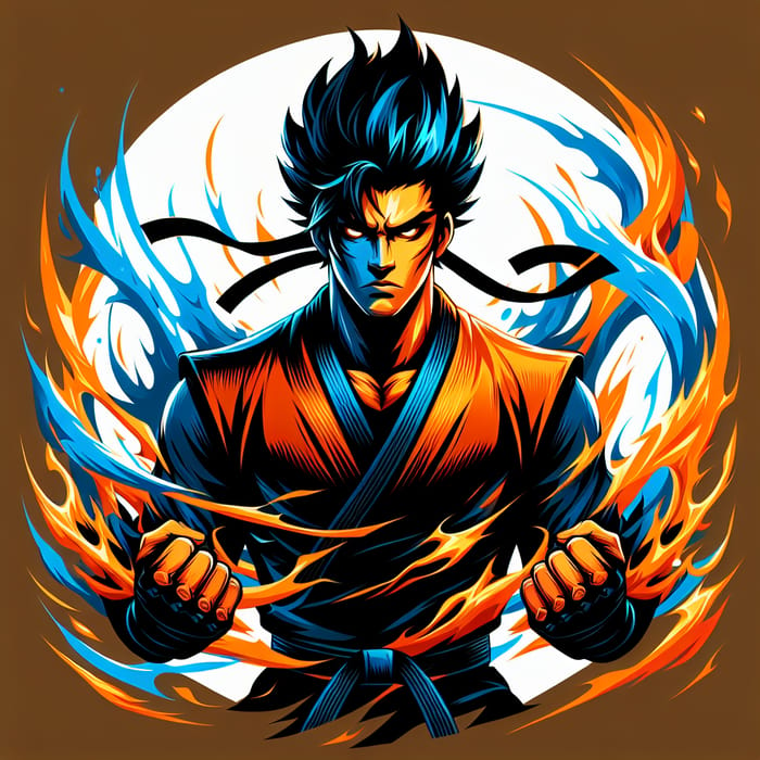 Goku - Spiky Black Hair, Flaming Aura, Martial Arts Warrior