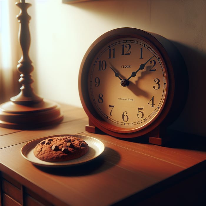 Serene Afternoon Illustration with Vintage Clock and Snack