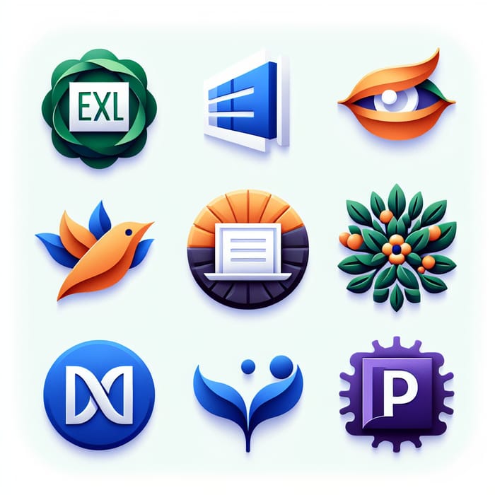 Productivity Software Logos: Excel, PowerPoint, Word & More