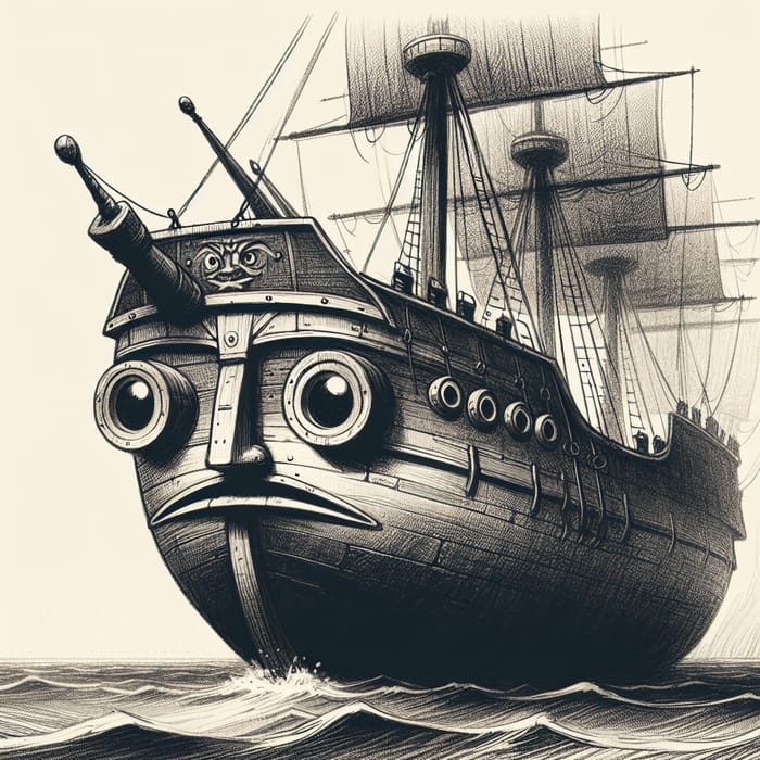 Rebellious Anthropomorphic Ship Image: Defiant Expression
