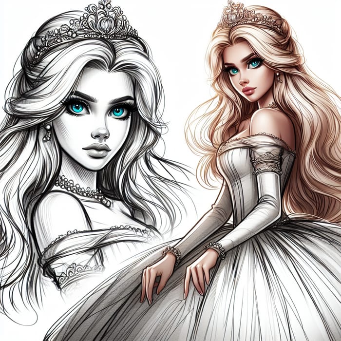 Enchanting Disney Princess with Blonde Hair & Blue Eyes
