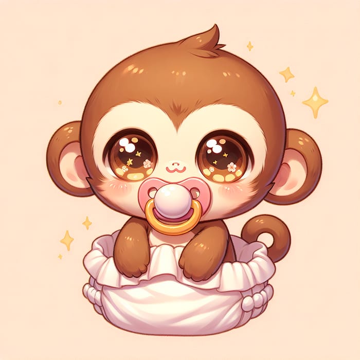 Innocent and Playful Monkey with Pacifier in Nappy