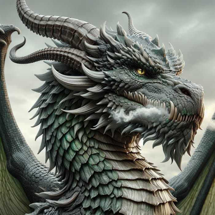 Realistic Green Dragon: Powerful Mythical Creature Artwork