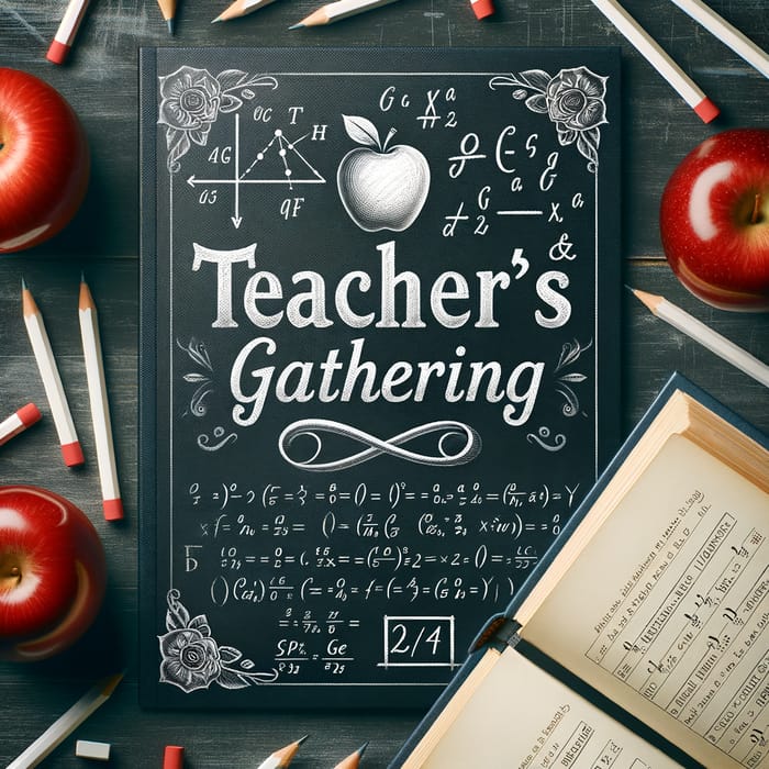 Teacher's Gathering Invitation Design | Chalkboard Theme with Red Apples