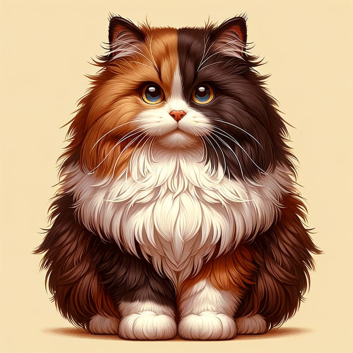 Brown and White Fluffy Cat - Gentle and Warm Feline