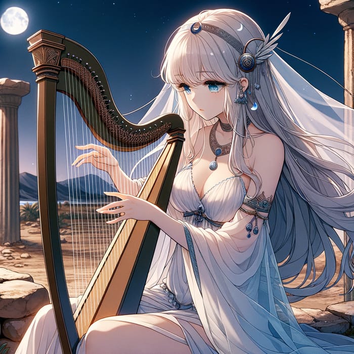 Serenade of the White-Haired Harpist in Ancient Ruins