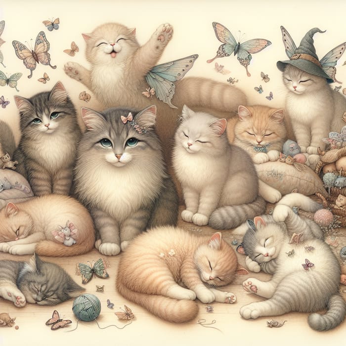 Cute Cats Playing: Whimsical Feline Scenes