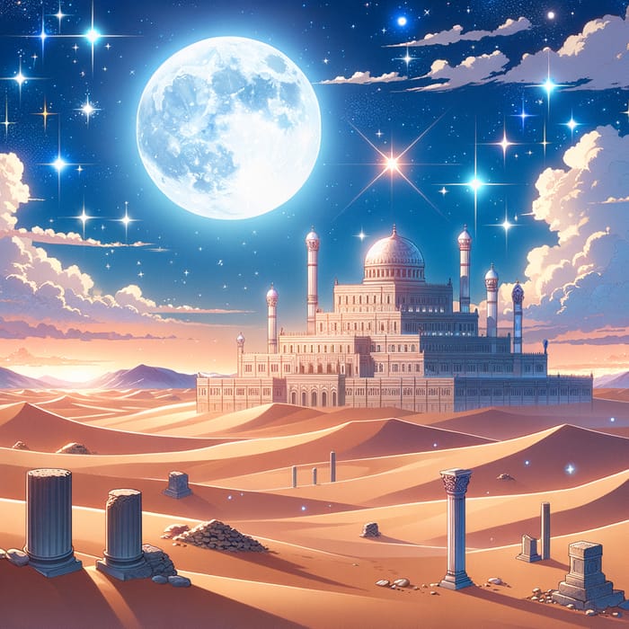 Anime Desert Night | Moonlit Ruins & Silver Millennium Palace