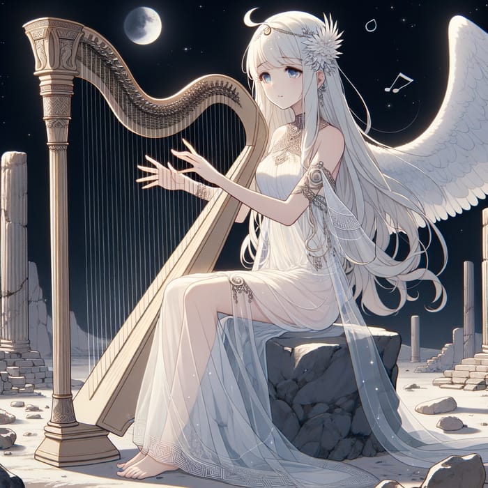 Princess Serenity Harp Player in Moonlit Serenity