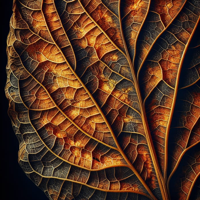 Intricate Patterns of a Withering Leaf | Vivid Contrast