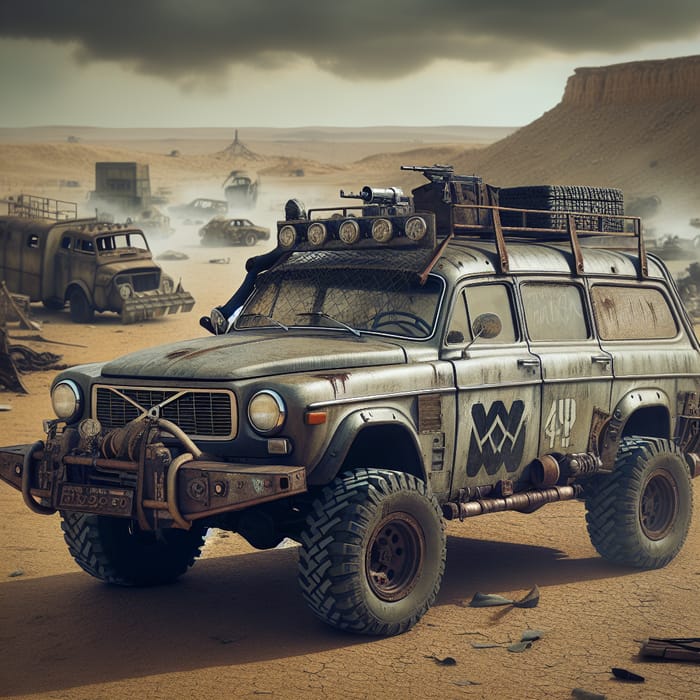 Dystopian Volvo PV 544 in Mad Max Style Environment
