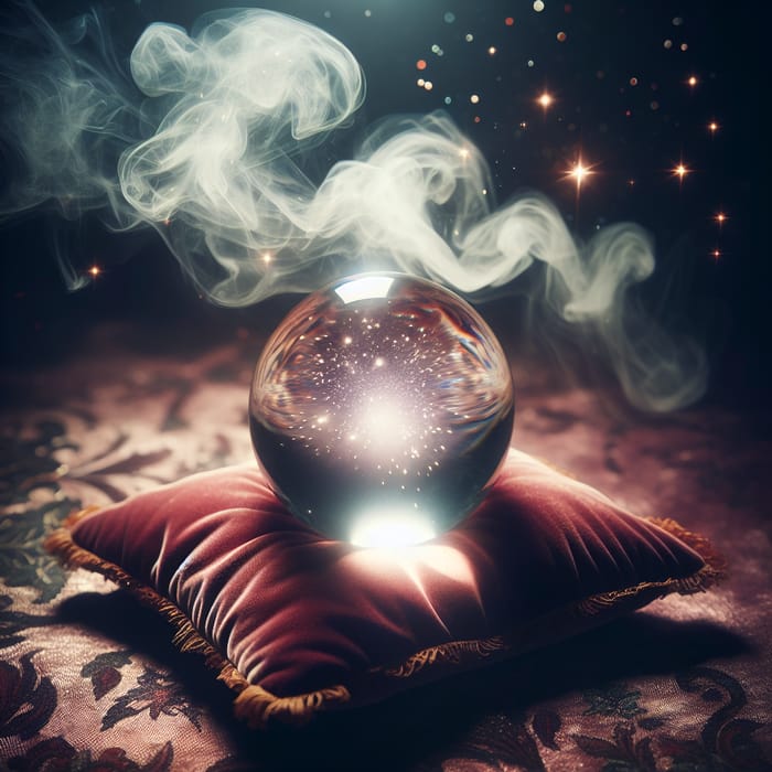 Captivating Crystal Ball on Velvet Cushion | Mysterious Divination Image