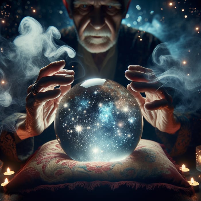 Captivating Crystal Ball Image with Elderly Seer