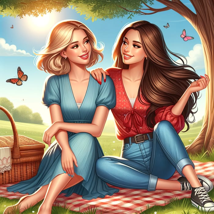 Two Female Friends Enjoying Quality Time Outdoors