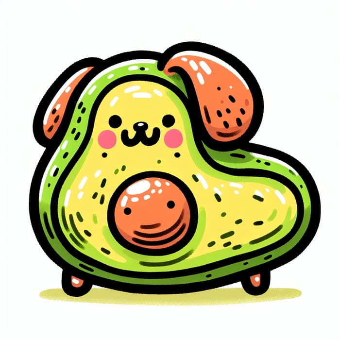 Funny Avocado Dog Cartoon | Bright & Cheerful Art