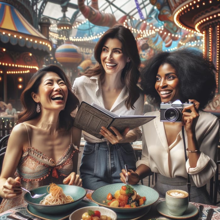 Diverse Women Dining at Disney Restaurant