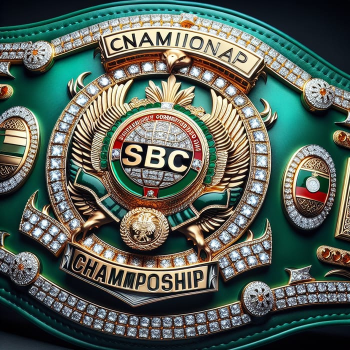 Saudi Flag Inspired Emerald Green Boxing Belt with Diamonds