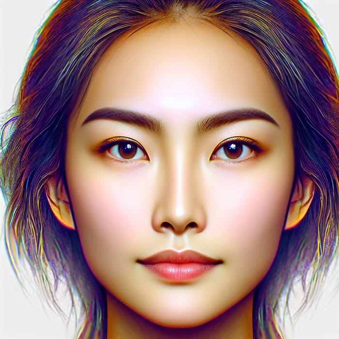 Colorful Asian Woman Headshot with Unique Features