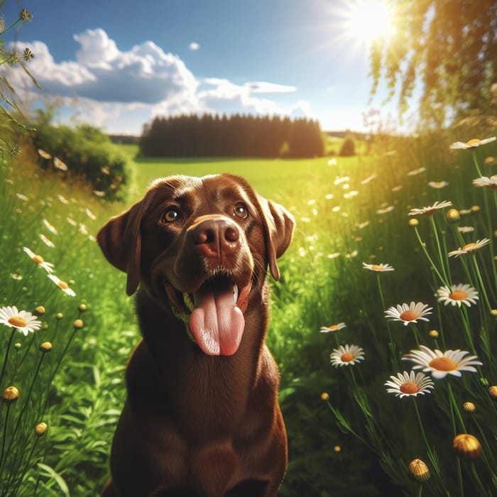 Playful Brown Labrador Enjoying Summertime Fun