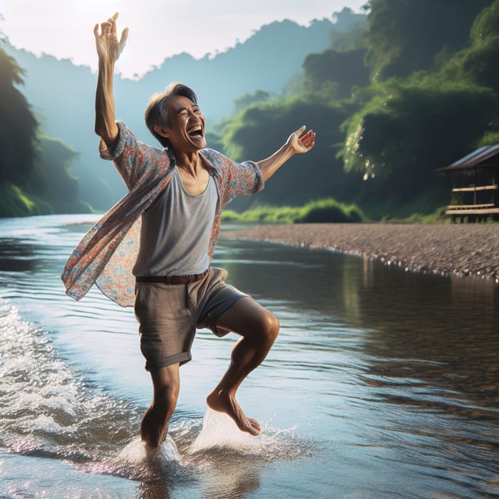 Man Dancing in River