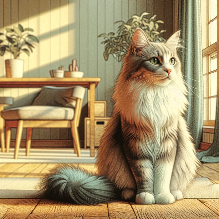 Beautiful Domestic Cat: Soft Fur, Keen Eyes, Agile Body