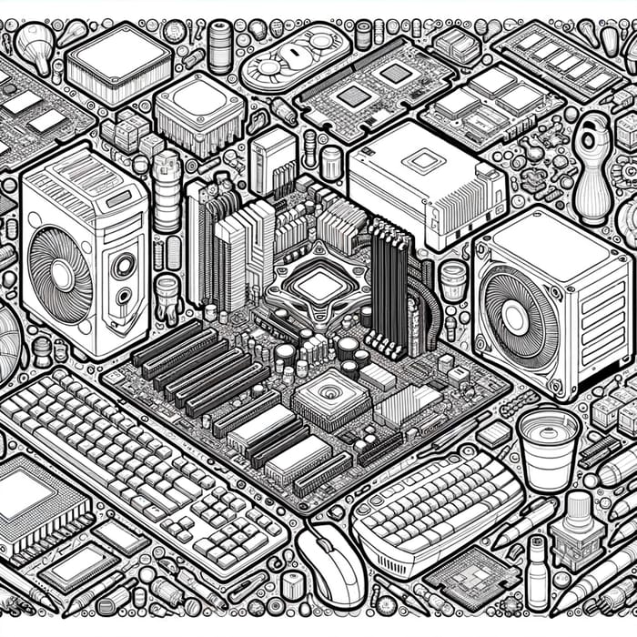 Printable Computer Parts Coloring Page