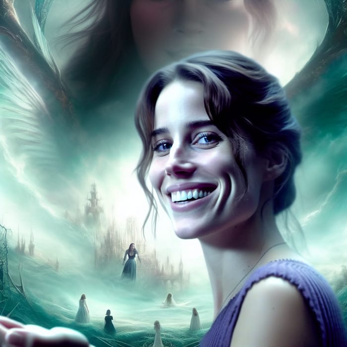 Dreamlike Gothic Smile Movie Poster with Female Character