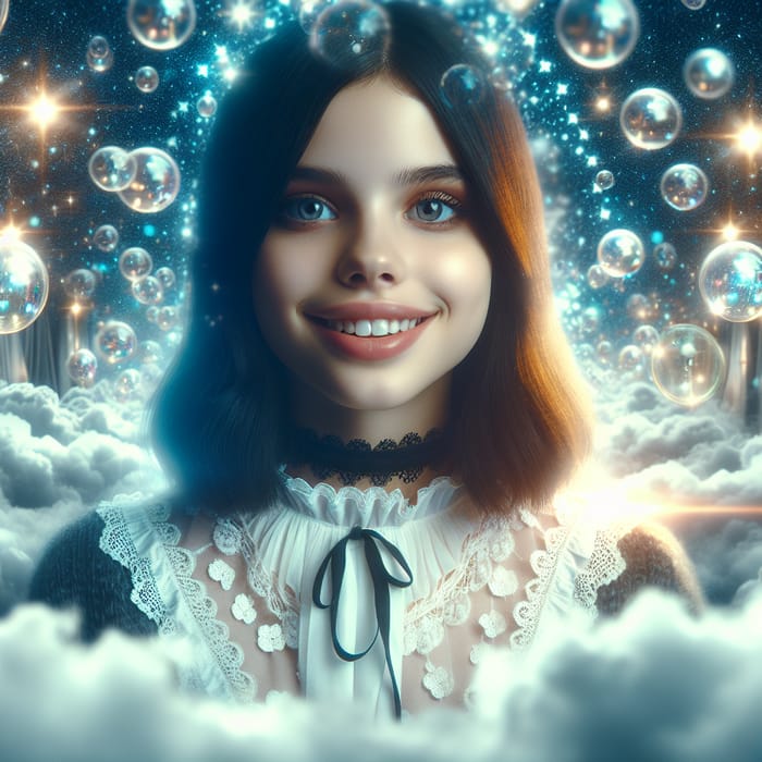 Dreamy Gothic Girl Movie Poster with Enchanting Smile