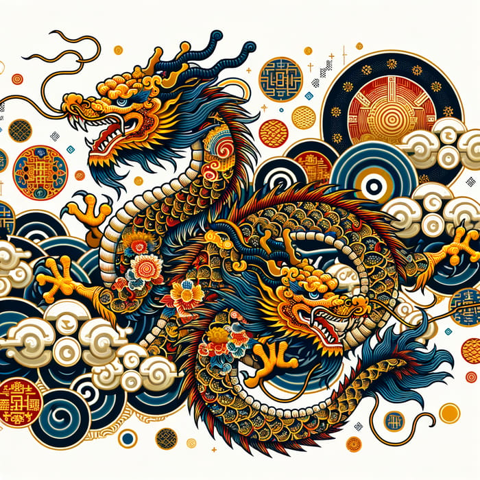 Zodiac Dragon Traditional Festival Art with Intricate Floral Patterns