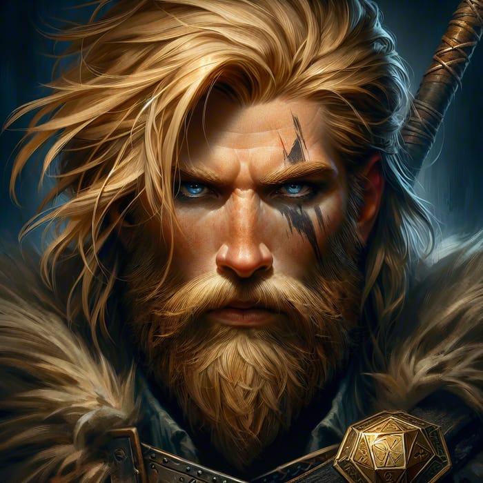 Grimdark Viking D&D Hunter Art | Blond Hair Blue Eyes