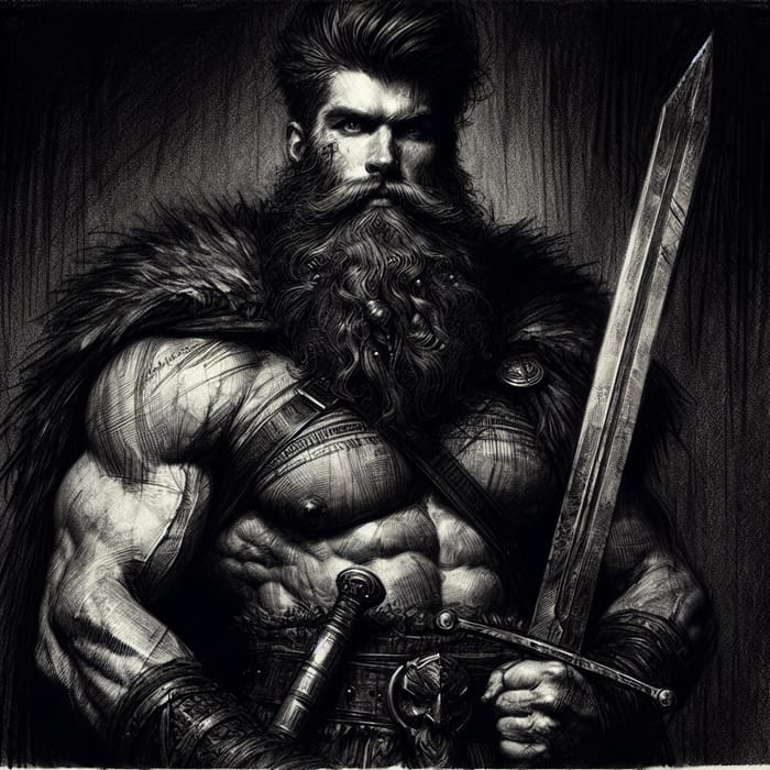 Grimdark Barbarian Art | Burly Young Warrior