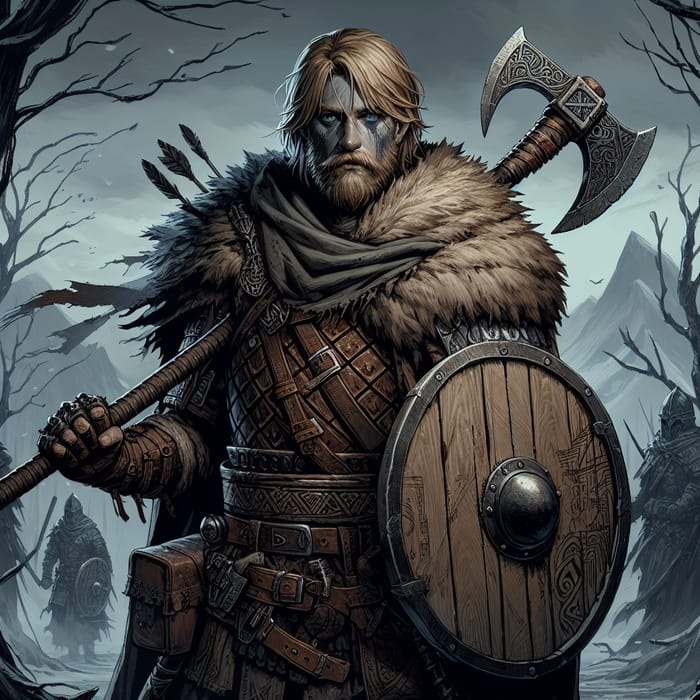 Blond Viking D&D Hunter Character Illustration
