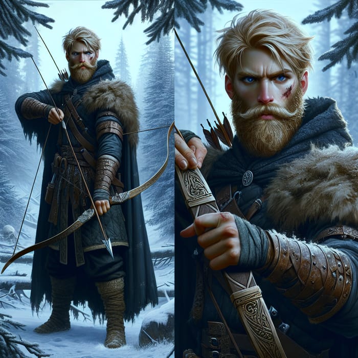 Winter Viking Hunter: Fantasy Bow Warrior in Grimdark Style