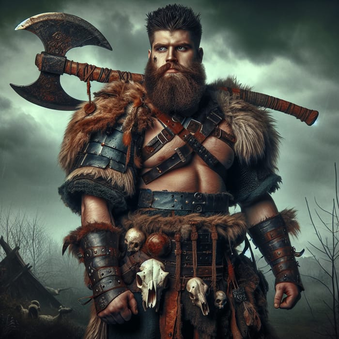 Grimdark Barbarian Drawing | Burly Young Warrior