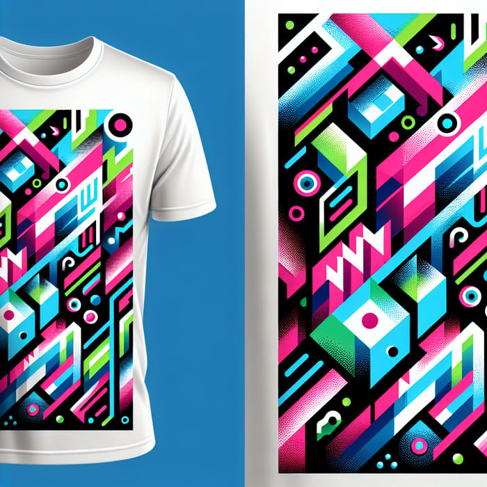 Funky Neon Geometric Shapes T-Shirt Design