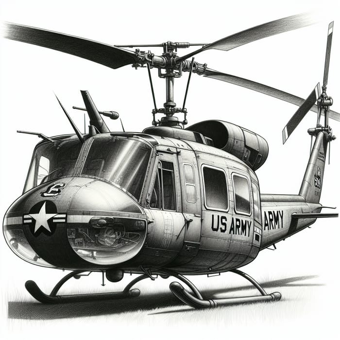 Detailed OH-23 Helicopter Pencil Sketch