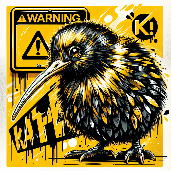 Vibrant Kiwi Bird Street Art Illustration